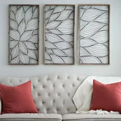 Abstract Floral Panel Plaques, Set of 3