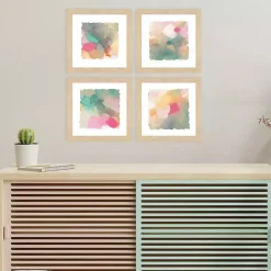 Abstract Pastels Framed Art Prints, Set of 4