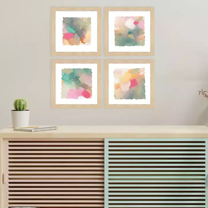 Abstract Pastels Framed Art Prints, Set of 4