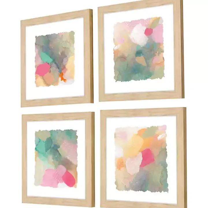 Abstract Pastels Framed Art Prints, Set of 4