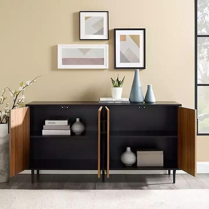 Acorn and Black Chevron Door TV Stand