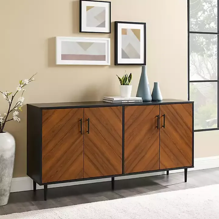 Acorn and Black Chevron Door TV Stand