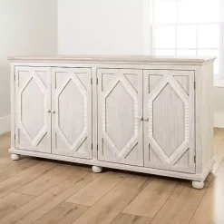 Alana Whitewashed 4-Door Cabinet