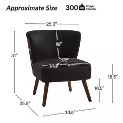 Alex Black Upholstered Floral Back Accent Chair