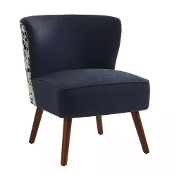 Alex Navy Upholstered Floral Back Accent Chair