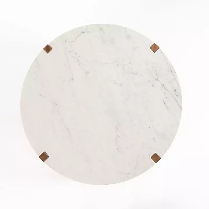 Allen Wood and Marble Round Coffee Table