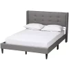 Amala Gray Button Tufted Queen Bed Frame