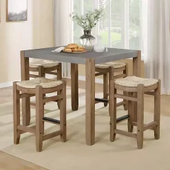 Amber Wood and Faux Concrete Dining Table