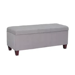 Amelia Tufted Gray Shoe Storage Ottoman Bench