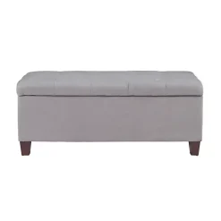 Amelia Tufted Gray Shoe Storage Ottoman Bench