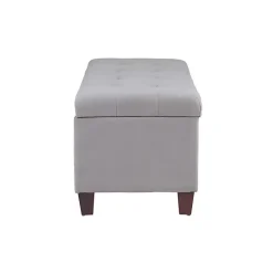 Amelia Tufted Gray Shoe Storage Ottoman Bench