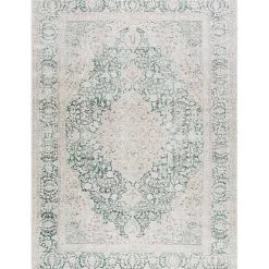 Amelie Green Traditional Washable Area Rug, 6x9