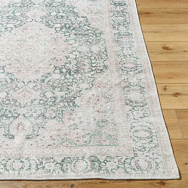 Amelie Green Traditional Washable Area Rug, 8x12