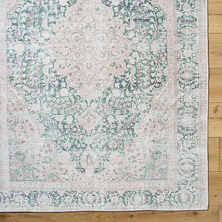 Amelie Green Traditional Washable Area Rug, 8x12