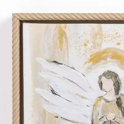 Angel Holding Wreath Framed Canvas Art Print