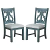 Antique Blue Upholstered Dining Chairs, Set of 2