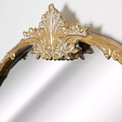 Antique Brass Metal Ornate Round Mirror