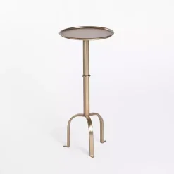 Antique Brass Metal Tripod Cocktail Table