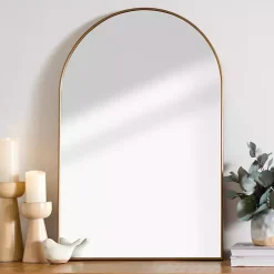 Antique Brass Nouveau Linear Arch Mirror