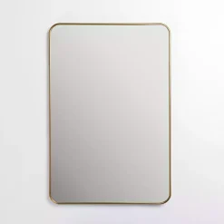 Antique Brass Nouveau Linear Curved Corner Mirror