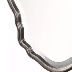 Antique Bronze and Silver Curved Wooden Mirror