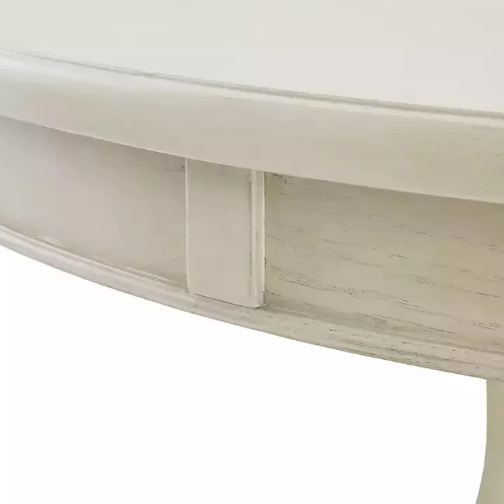 Antique Cream Wood Pedestal Round Dining Table