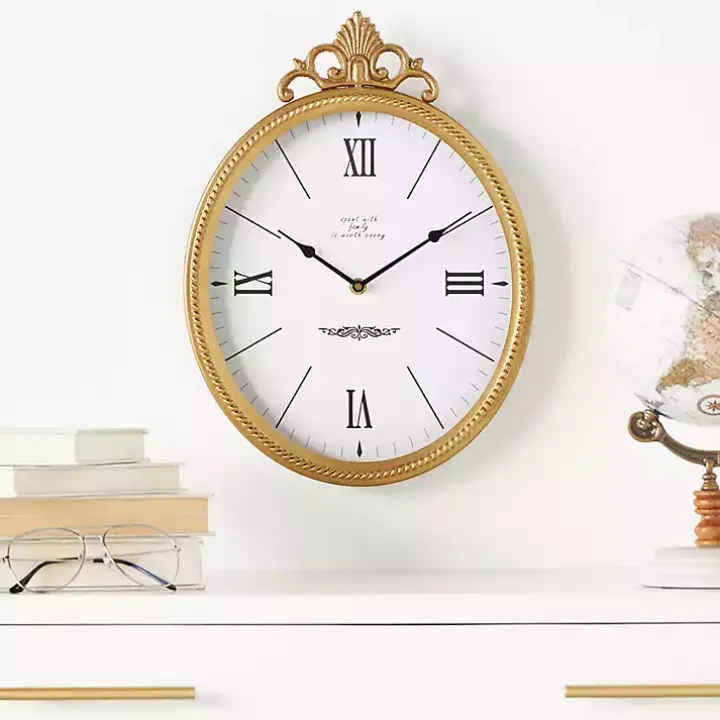 Antique Gold Metal Scroll Wall Clock