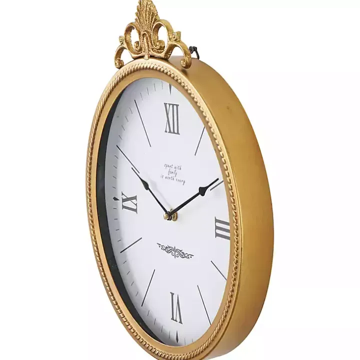 Antique Gold Metal Scroll Wall Clock