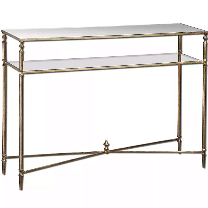 Antique Gold Mirror Top Console Table
