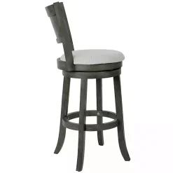 Antique Gray Upholstered Swivel Bar Stool