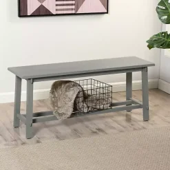 Antique Gray Wood Noah Bench