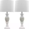 Antique Ivory Spun Center Table Lamps, Set of 2