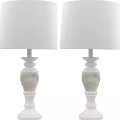 Antique Ivory Spun Center Table Lamps, Set of 2