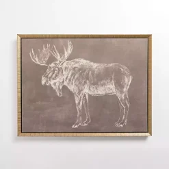 Antique Moose Framed Canvas Art Print