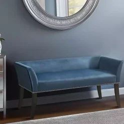 Antique Sapphire Low Back Upholstered Bench
