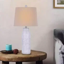 Antique White Deco Diamond Table Lamps, Set of 2