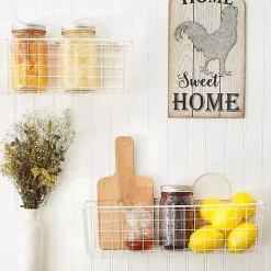 Antique White 2-pc. Long Wire Basket Set, 17 in.