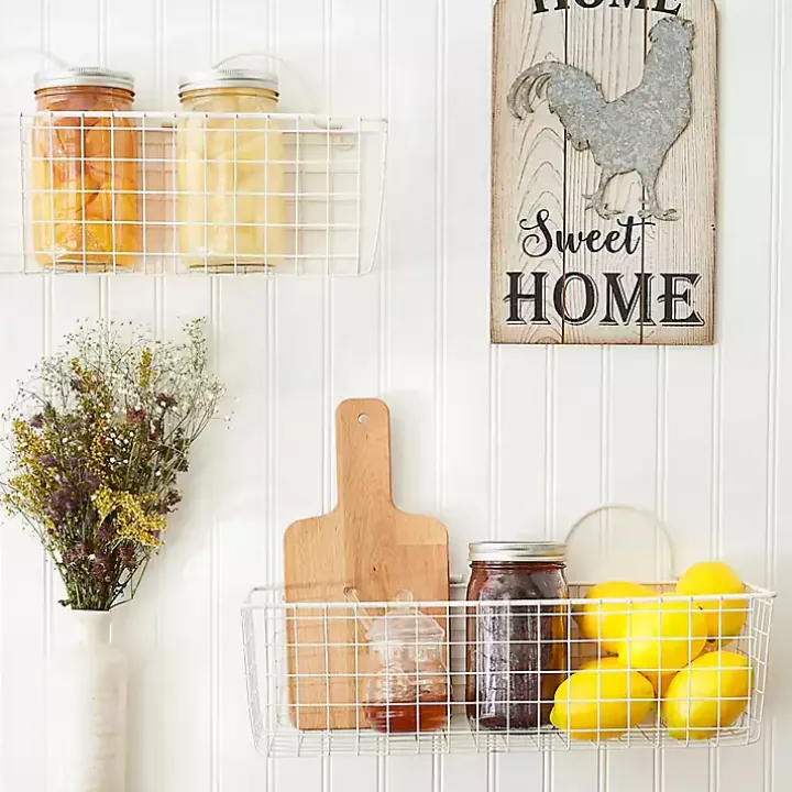 Antique White 2-pc. Long Wire Basket Set, 17 in.