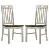 Antique White Slatted Back Dining Chairs, Set of 2