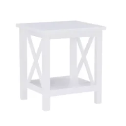 Antique White X Side Frame Accent Table