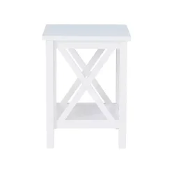 Antique White X Side Frame Accent Table