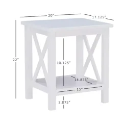 Antique White X Side Frame Accent Table