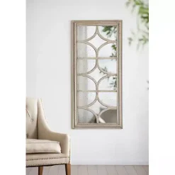 Antique Whitewashed Diamond Panel Wall Mirror