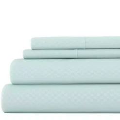 Aqua Embossed Checkered 3-pc. Twin Sheet Set