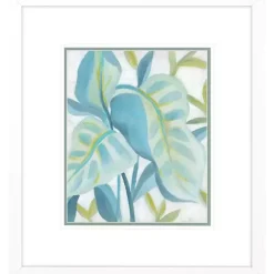 Aqua Tropical Leaves I Framed Art Print