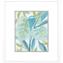 Aqua Tropical Leaves II Framed Art Print