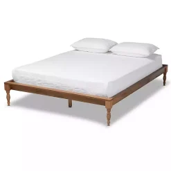 Ash Walnut Wood Platform Queen Bed