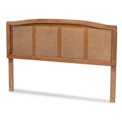Ash Walnut Woven Rattan Queen Headboard