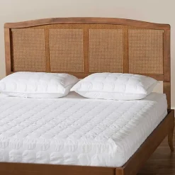 Ash Walnut Woven Rattan Queen Headboard