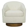 Ashton Cream Swivel Chair with Wood Base